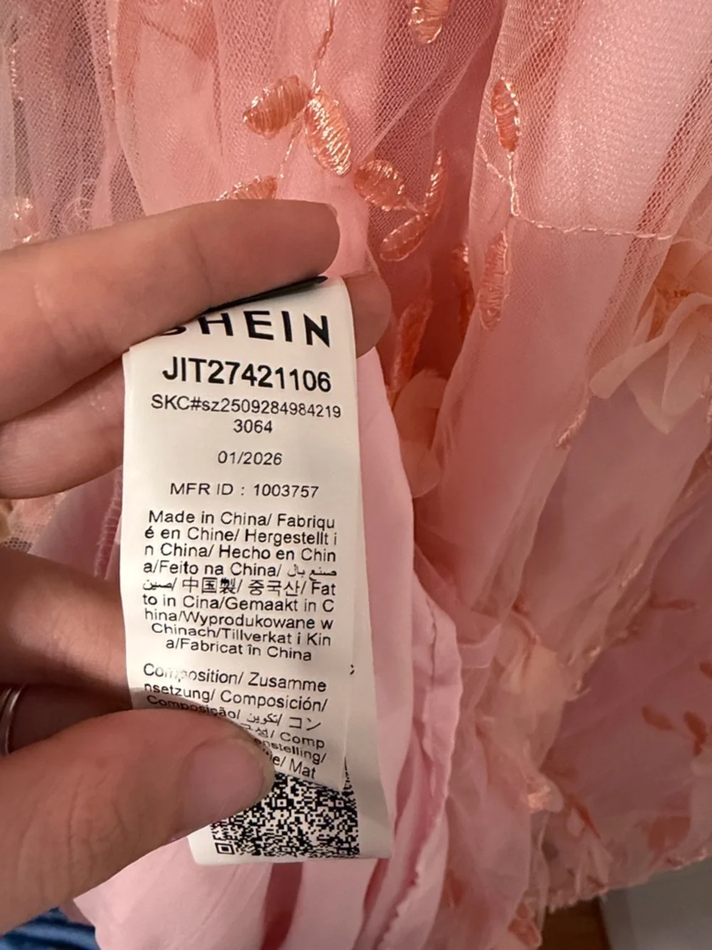 Blush Pink Floral Embroidered Tulle Fit & Flare Dress - Picture 5 of 7